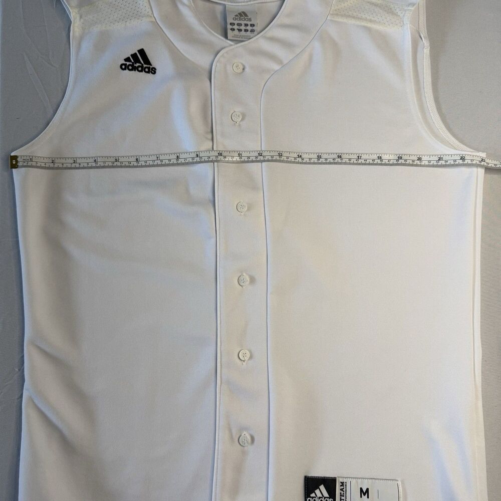 Adidas Men's Sleeveless Medium White Baseball Shirt Jersey Button Front - Picture 8 of 8